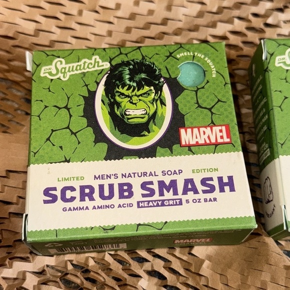 NWT HTF 2 Pack Dr Squatch MARVEL HULK SCRUB SMASH Limited Edition Soap Avengers - Picture 3 of 5